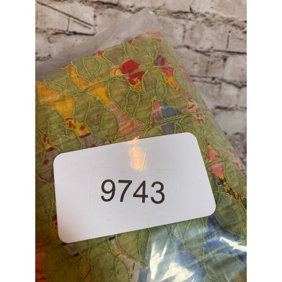 Neeru Kumar Artsy Tunic Top Womens Large Pea Green Art To Wear Embroidered RARE - Picture 9 of 12